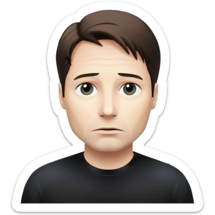 Mulder from the x-files looking very very worried (not trusting anyone today) while wearing a dark t-shirt. A beam of light from a UFO illuminates him sticker