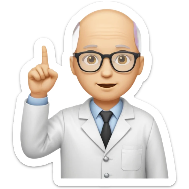 Nerd scientist emoji that with those 🤓👆🥼 but you have to make the head exactly like this 🤓without hair just yellow bald head like a normal emoji  sticker