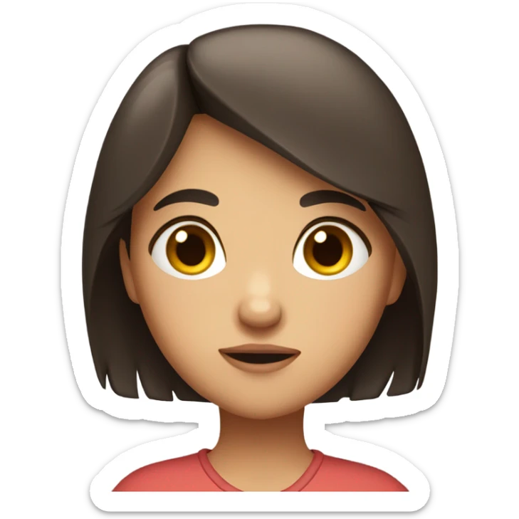 A brunette girl with brown eyes crossing her arms. she's tired and slightly chubby sticker
