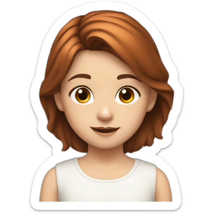 White young girl with dark copper-colored hair tied back with a white young boy with brown hair sticker