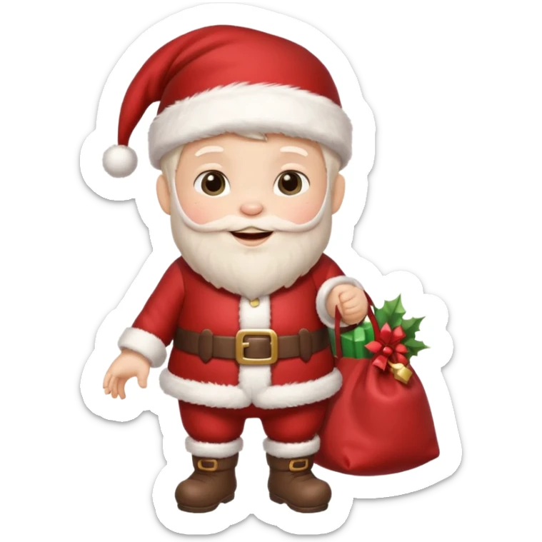baby Santa Claus is carrying a bag of presents  sticker