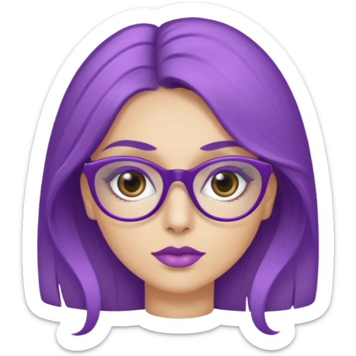 donna bella, occhi azzurri con occhiali, capelli medi, lisci e biondi, lavora al pc. Labbra color malva chiaro sticker