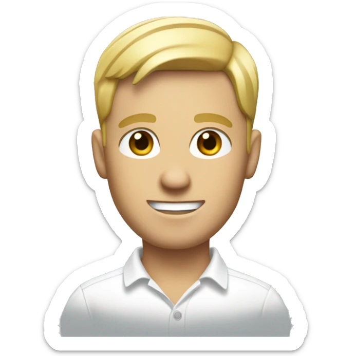 blond male executive with a short haircut wearing a white polo shirt
 sticker