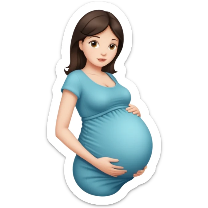 Beautiful brunette pregnant woman with baby bump sticker