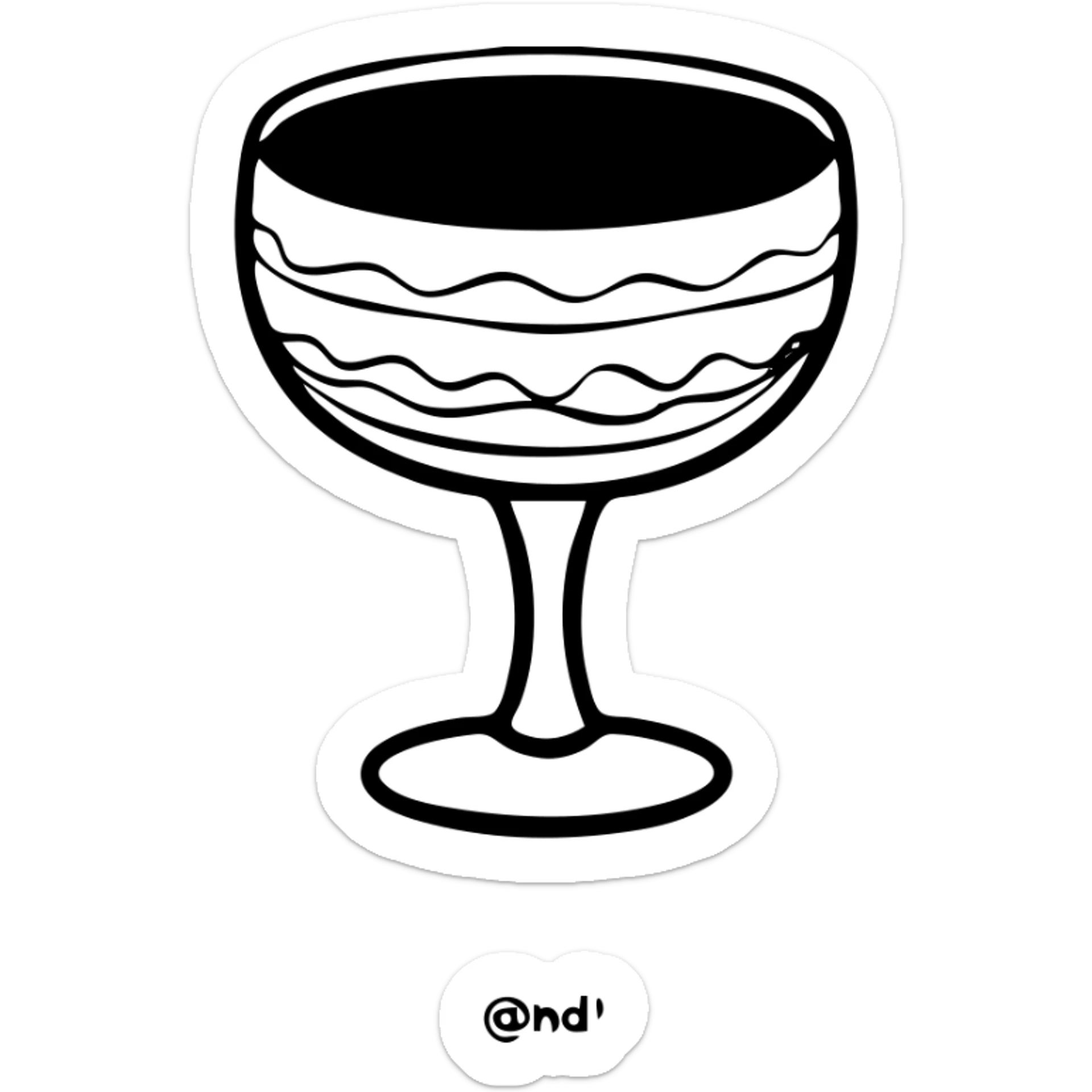 Tiramisu dessert in a glass dish with layers and cocoa powder on top sticker