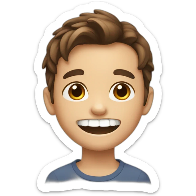 8 years old boy with brown hair and wide smile and loosing a tooth sticker