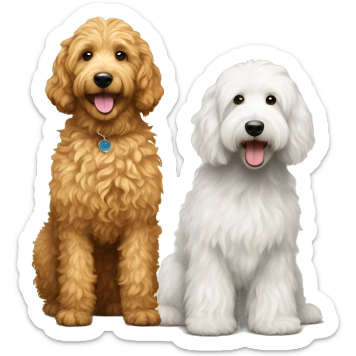 Golden golden doodle with wavy coat and white golden doodle with wavy curly coat sticker