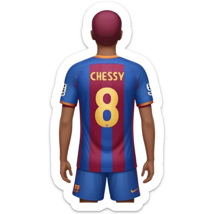 buat custom barcelona nama chessy nomor punggung 8 menghadap belakang sticker