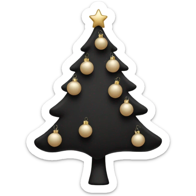 with black aesthetic and light beige as accent used minimally, a beige christmas tree decorated in black decorations sticker