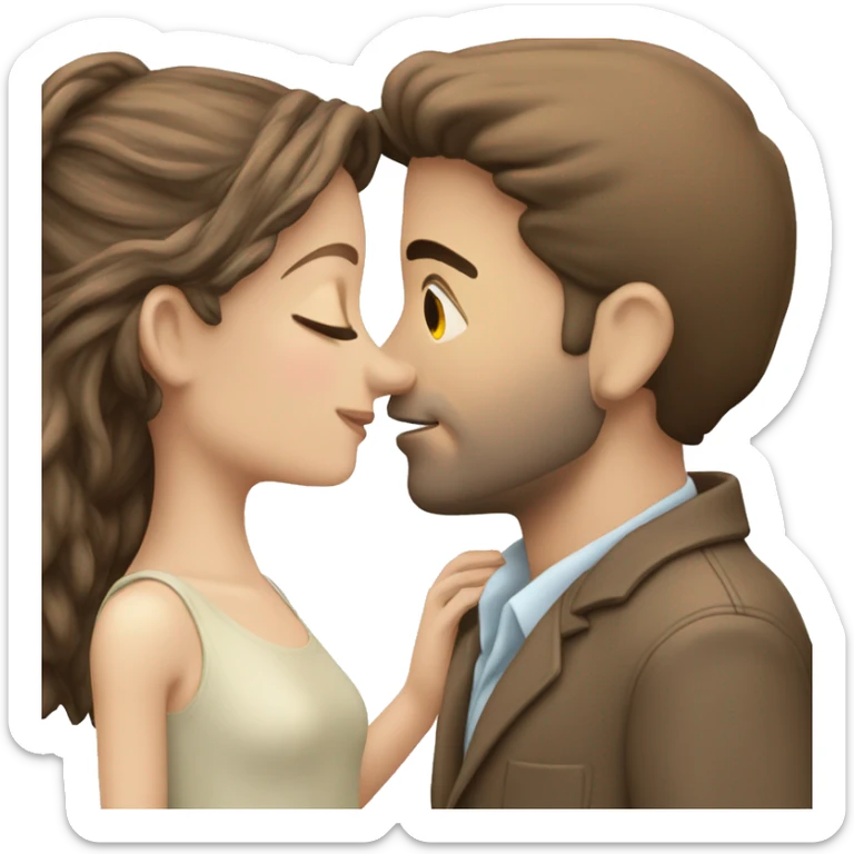 White Couple kissing girl 1.63 meter boy 1.80 meter. Both brunette sticker