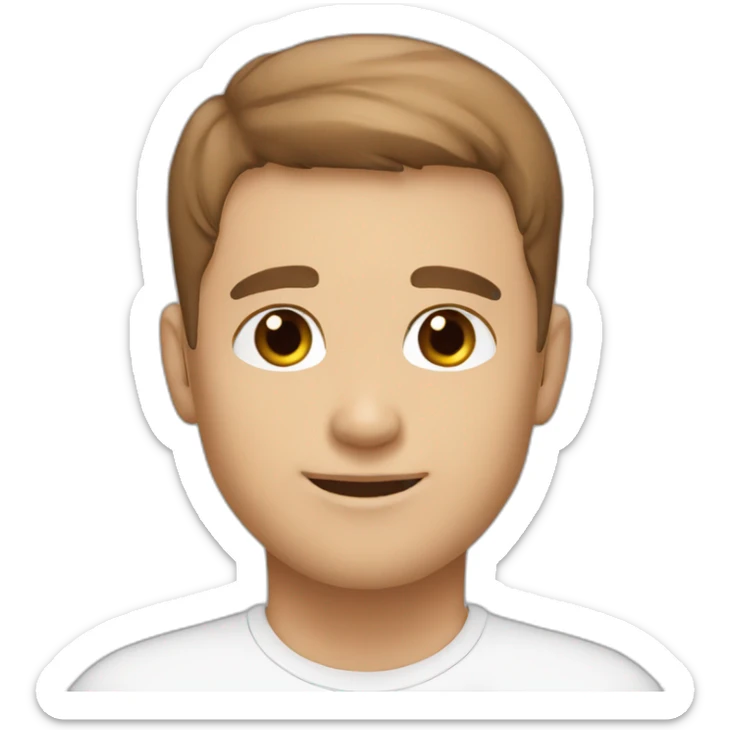 cute white man round face with brown fade haircut brown eyes sticker