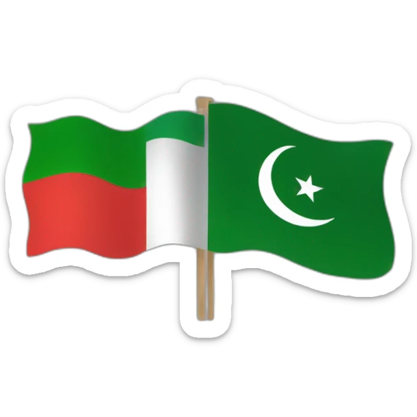 PTI party flag half red and half green with crescent and a star like Pakistan flag sticker