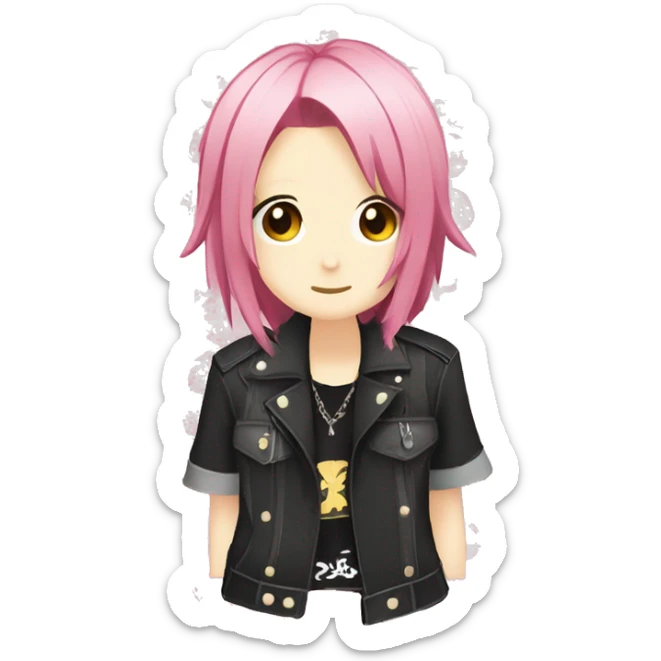 vkei kawaii anime rocker simplistic japanese cute blushing portrait sticker