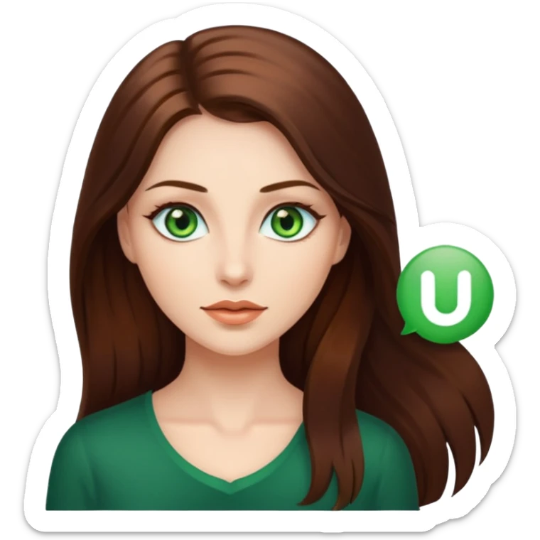 noia molt bonica amb caobells llargs i marrons brillanta i ulls verds sticker