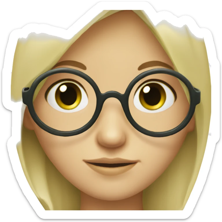 Blonde haired green eyed fair skinned girl with round glasses sticker