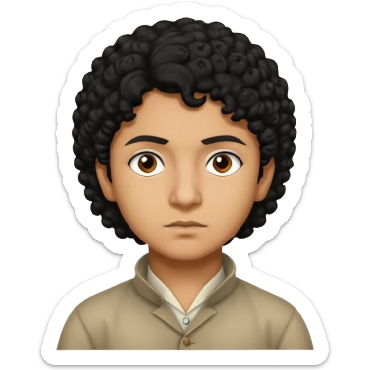 Black curly hair Indian revolutionary teenager as Khudiram Bose sticker