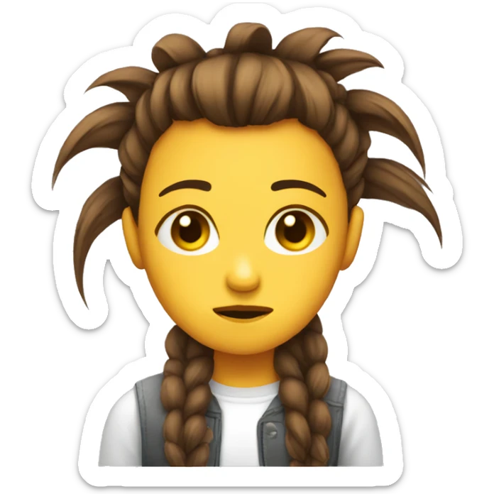 sad girl emoji with mohawk give her brown long hair sticker