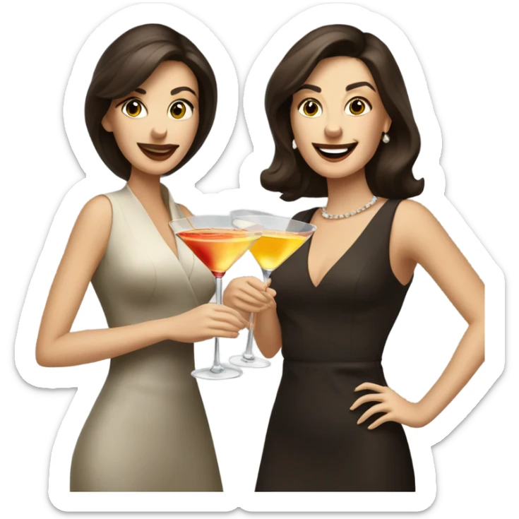 rich caucasian women two friends sipping martinis brunettes sticker