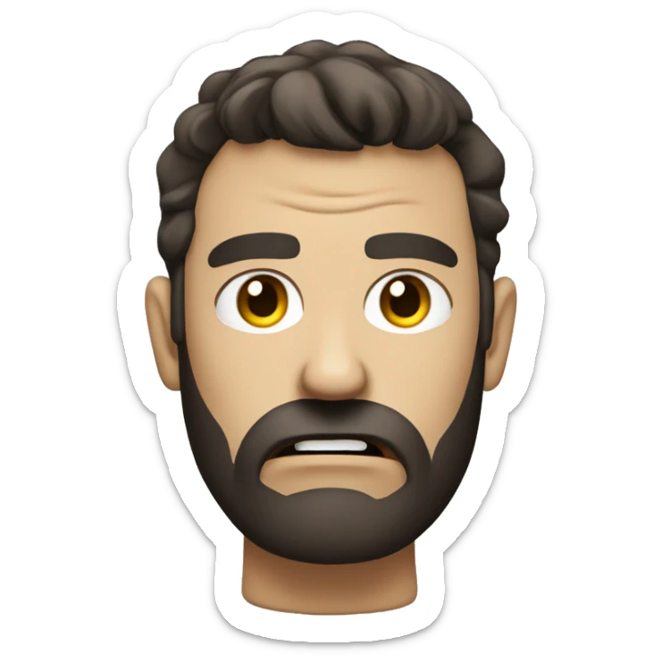 very angry male head with a beard and short scruffy dark brown hair  sticker