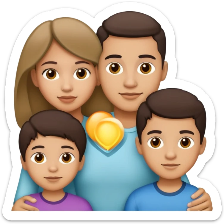 A Latino family with 2 boys and a girl sticker