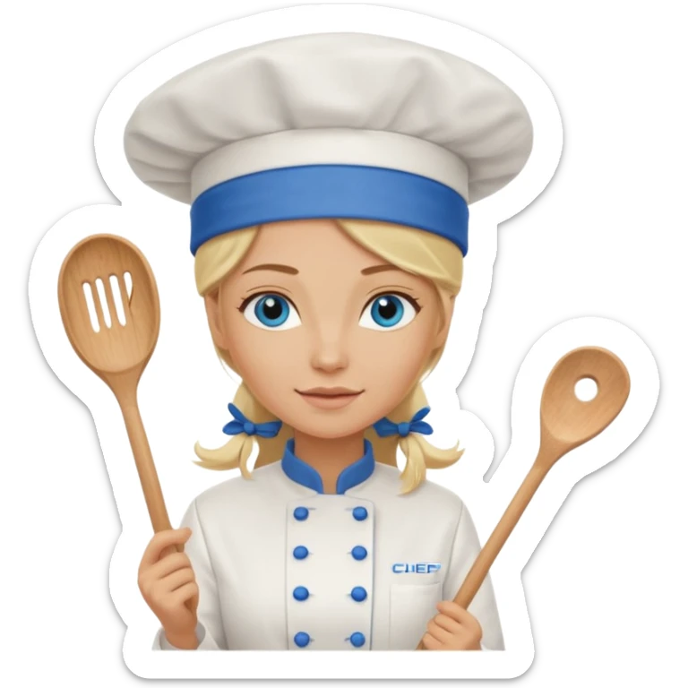 Sexy Long Blonde hair blue eyed female chef sticker