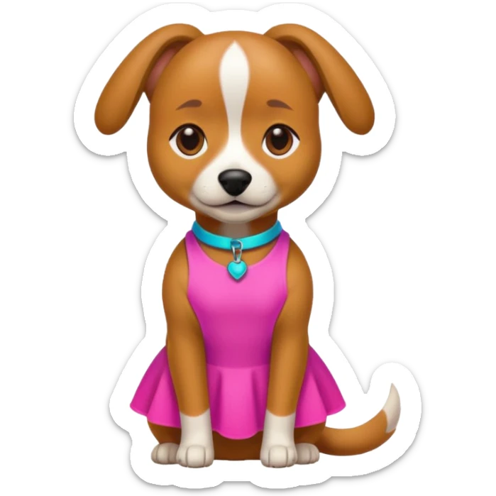 DOG wearring neon fashion dress sticker