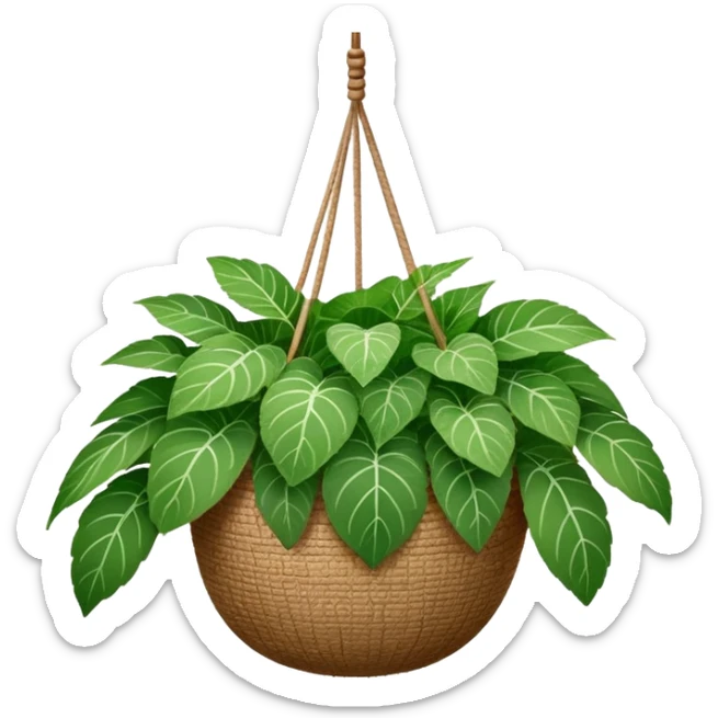 Plectranthus Verticillatus plant with very round circular green leaves in a coconut fiber hanging basket sticker