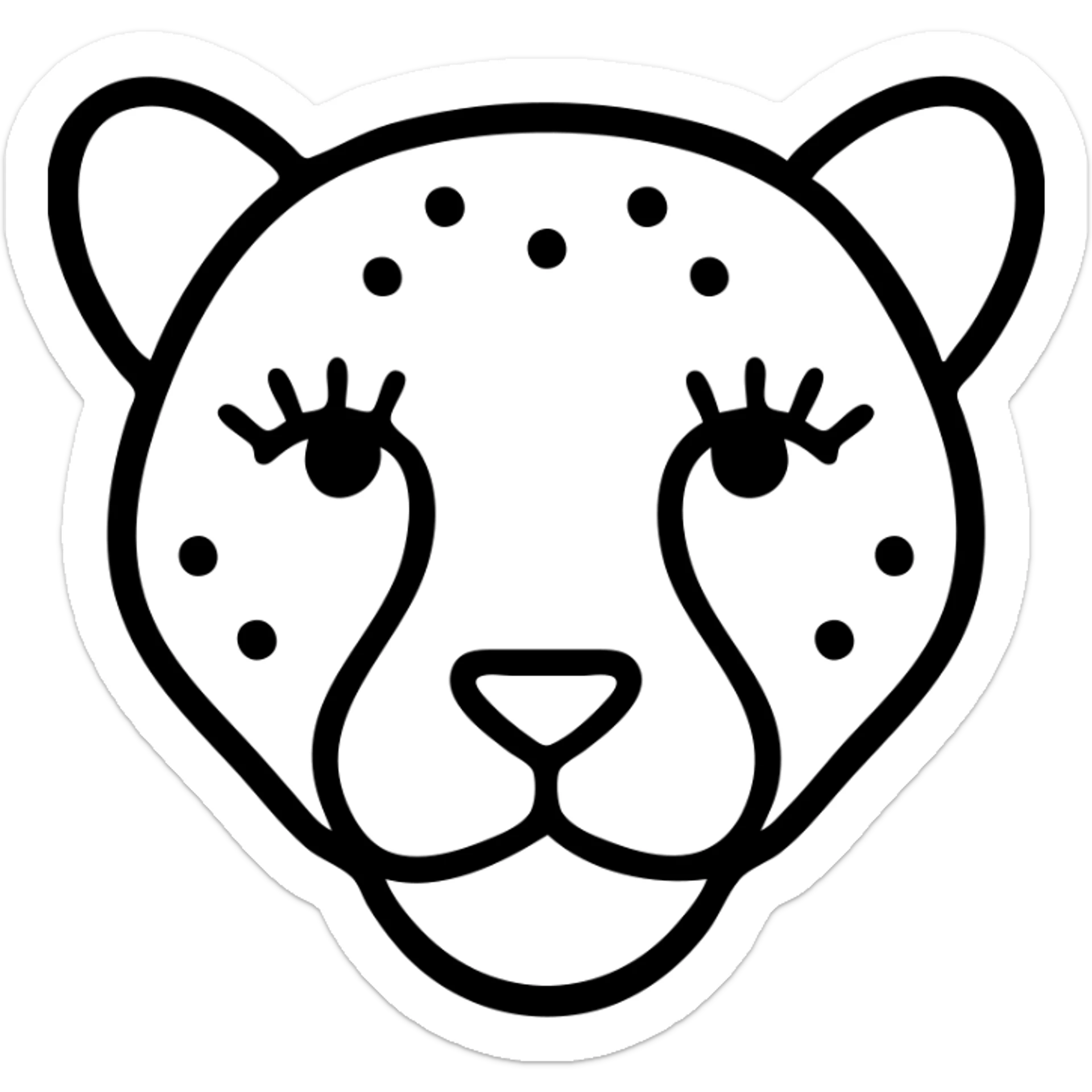 cheetah with prominent lashes outlined icon sticker