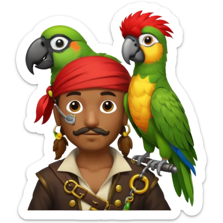maak een pirate die en papegaai op zijn schouder heeft sticker