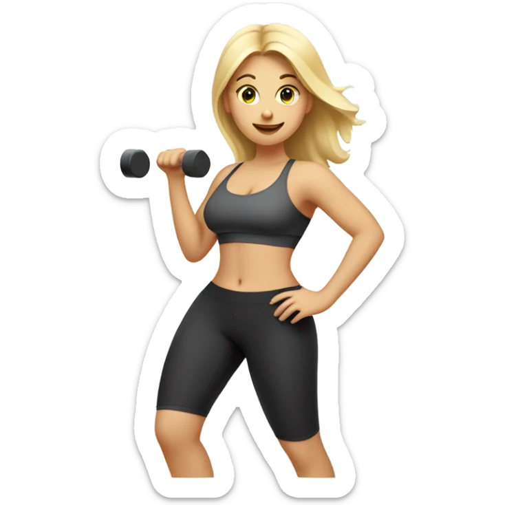 Blonde girl working out to lose weight. She is gorgeous curvy girl sticker
