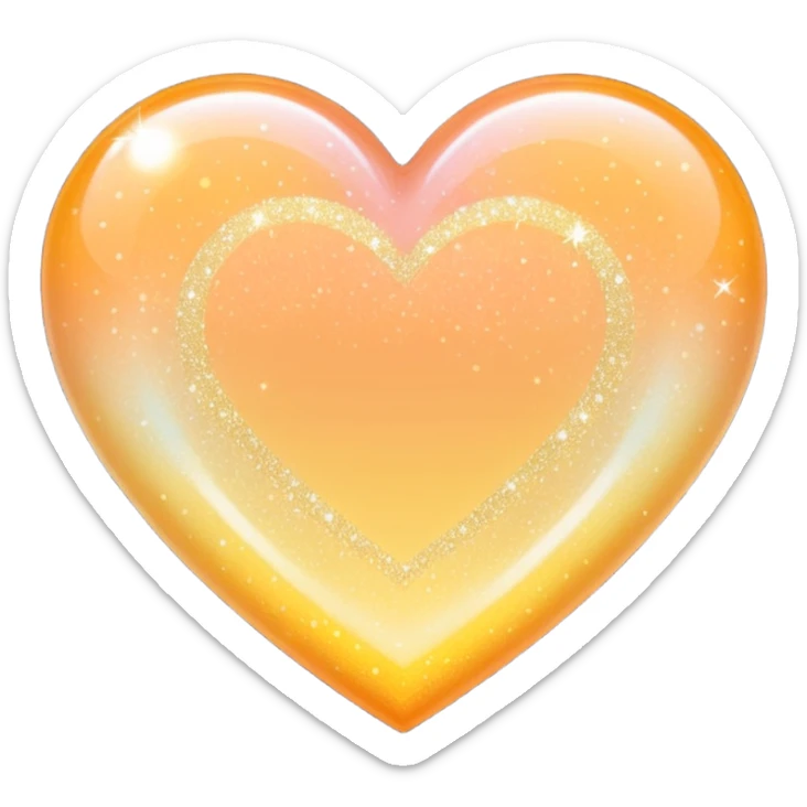 glitter heart with pastel orange to pastel yellow ombre sticker