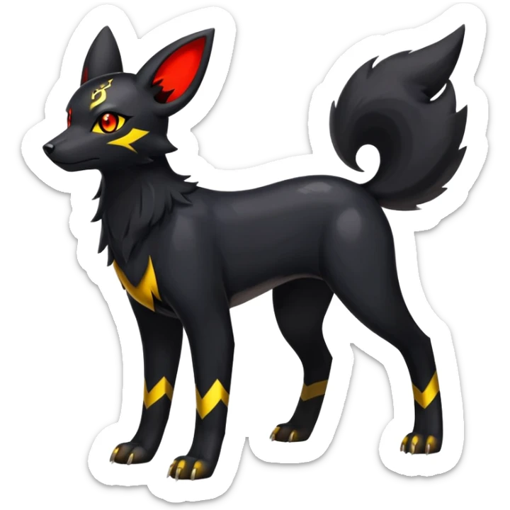Shiny Exotic Excessive Mysterious Umbreon-Houndour-Poochyena-Pokémon-Fakémon-hybrid-creature (full body) sticker