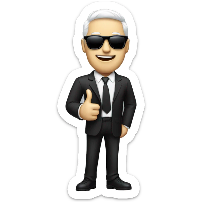 thumbs up man in suit with sunglasses wit blckhair white skin  sticker