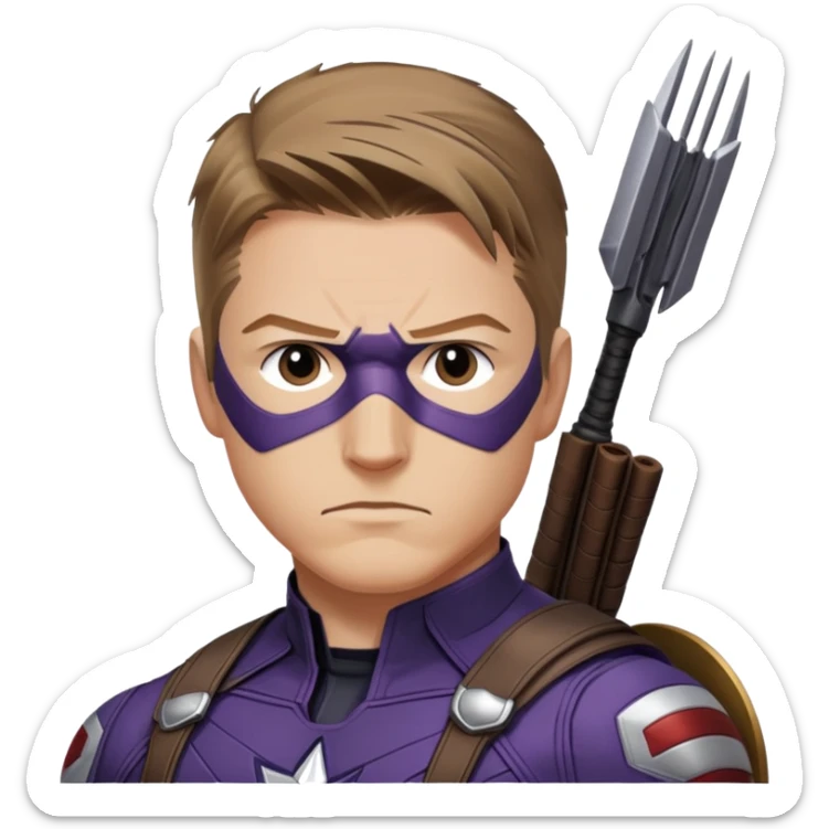 hawkeye clint barton portrait marvel, brown hair from captain america: civil war sticker