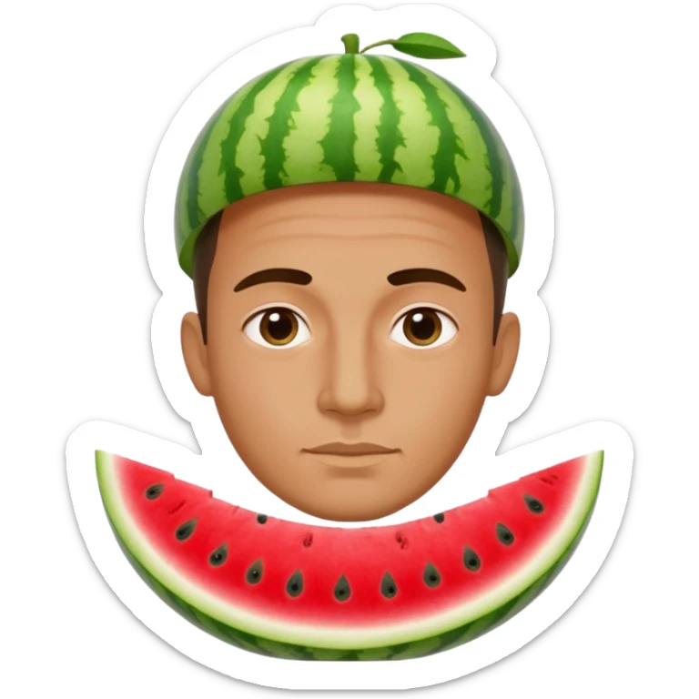 Combine the dancing man emoji🕺with a head made of watermelon sticker