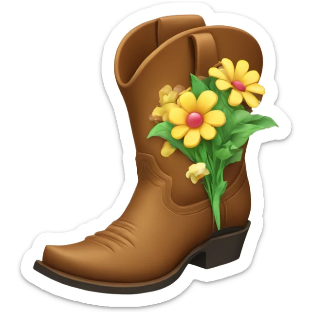 Cowboy boot with flowers coming out of the top sticker