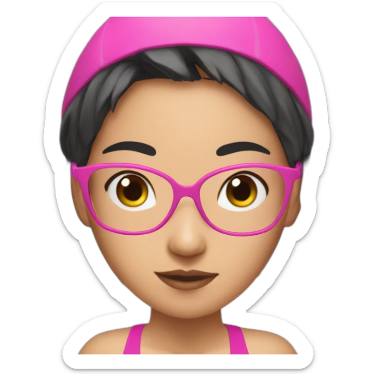 freestyle swim asian girl in pink swimsuit sticker