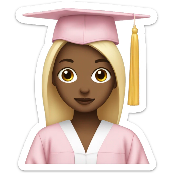 White Girl wearing baby pink graduation gown sticker
