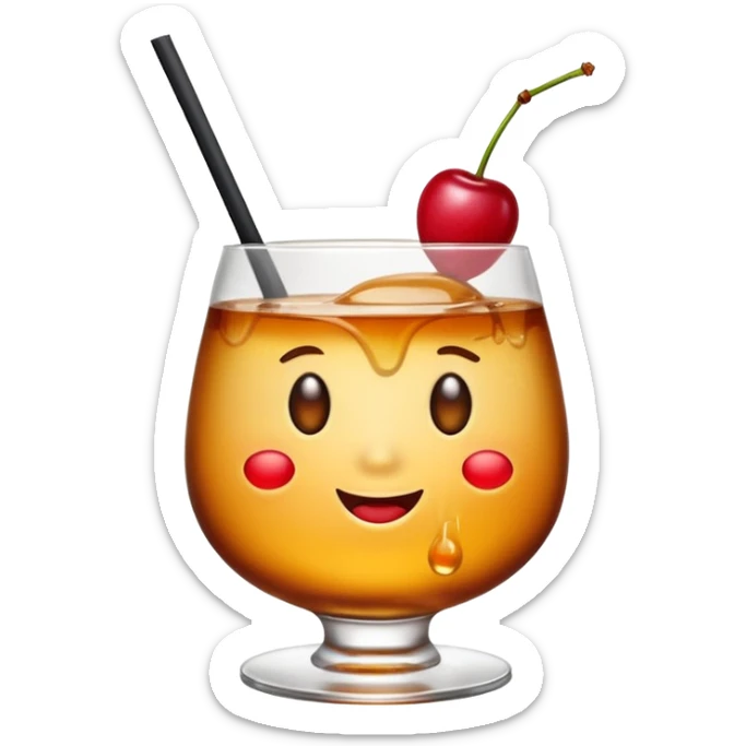 Emoji with an amaretto sour cocktail in whiskey glass sticker