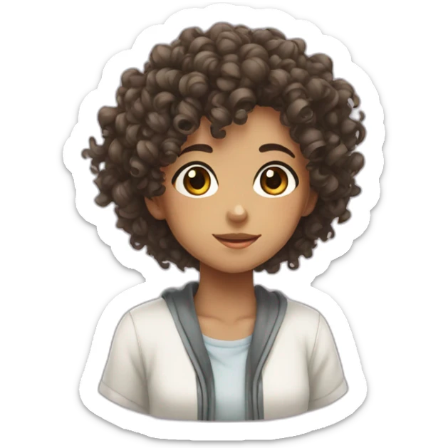 curly hair anime girl sticker