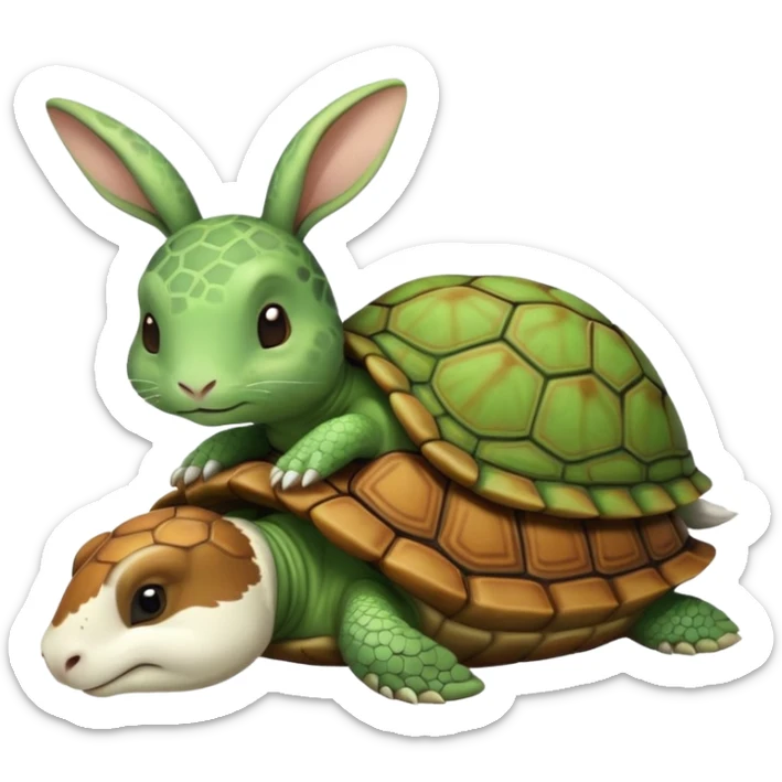 Tortu qui dort et le lapin qui mange la queue a la tortu sticker