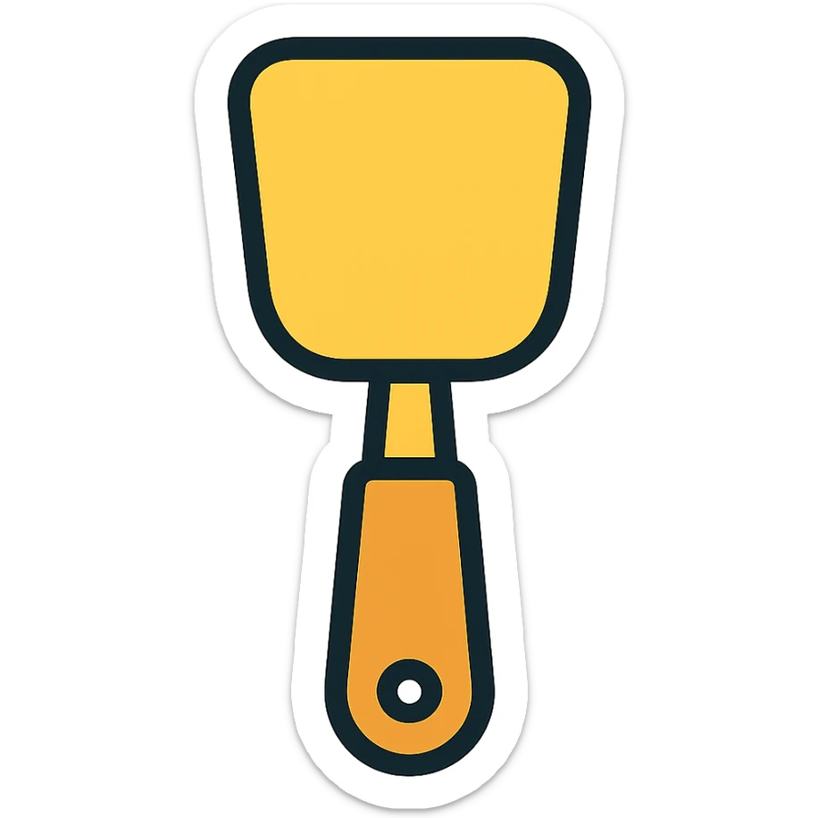 Change the image to a yellow silicone rubber spatula, keeping the color outline icon style, with no background. sticker