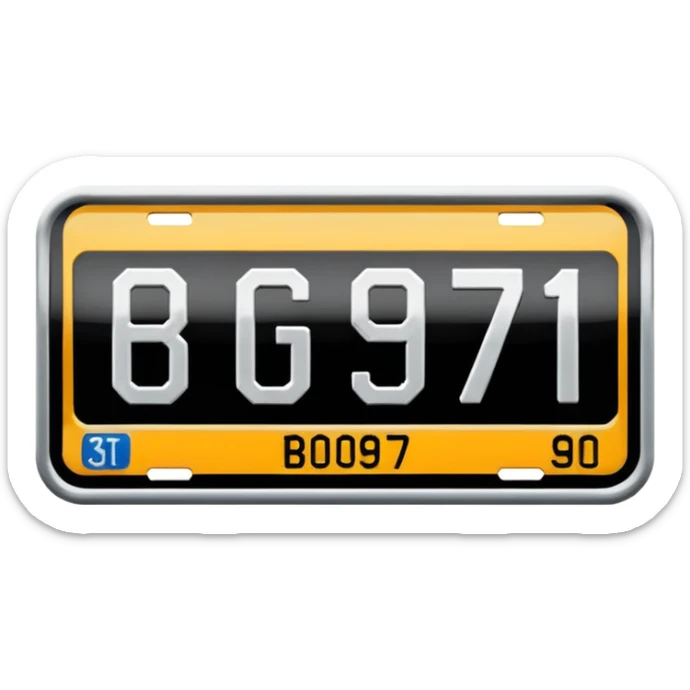 Make a car number plate say this BGZ9007 and make the car there to sticker