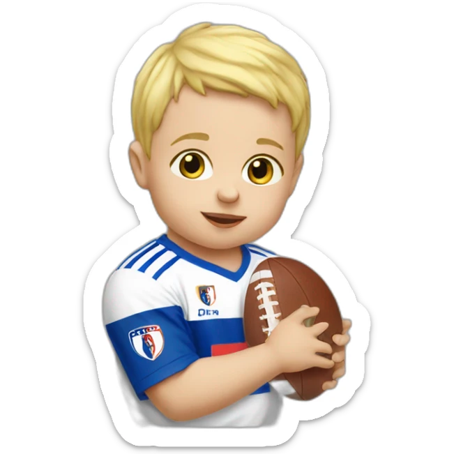 blond baby with a French team football t-shirt sticker