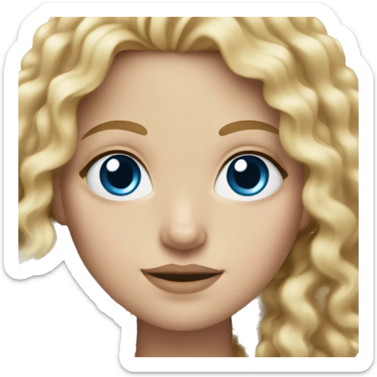 white girl with long curly blonde hair and blue eyes sticker