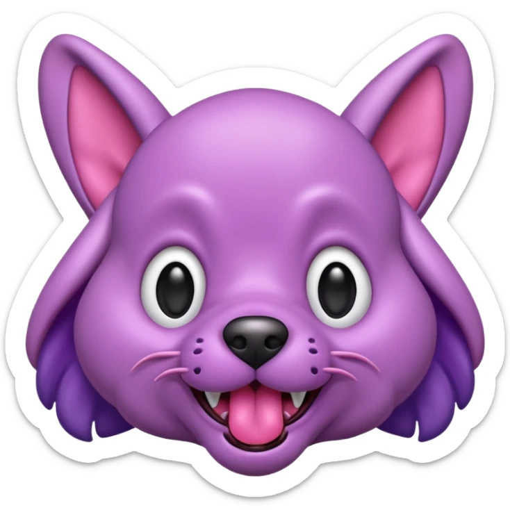 alien dog purple very big folded ear and tongue sticking out sticker
