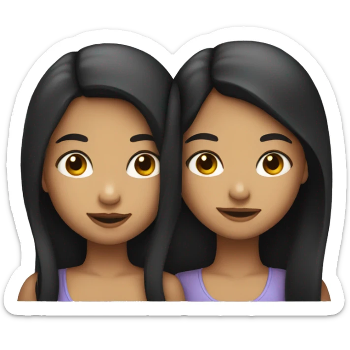 two girls light girls with dark hair kissing sticker