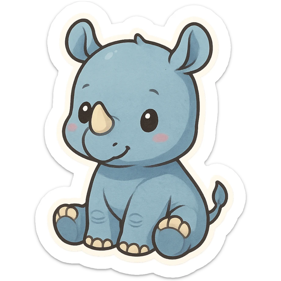 cute blue baby rhinoceros sticker
