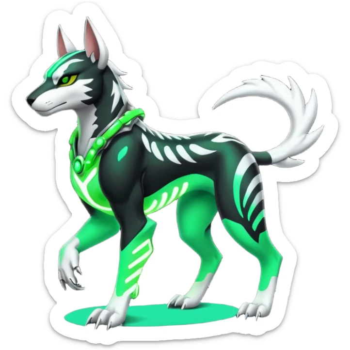 Black and green cyberpunk intricate neon glowing grey white futuristic cyborg-Houndoom-Tigress-Luxray-Gryphon-fusion (full body) sticker