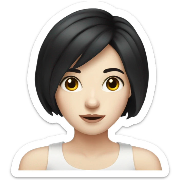 pale skin young woman with a black short hair sticker